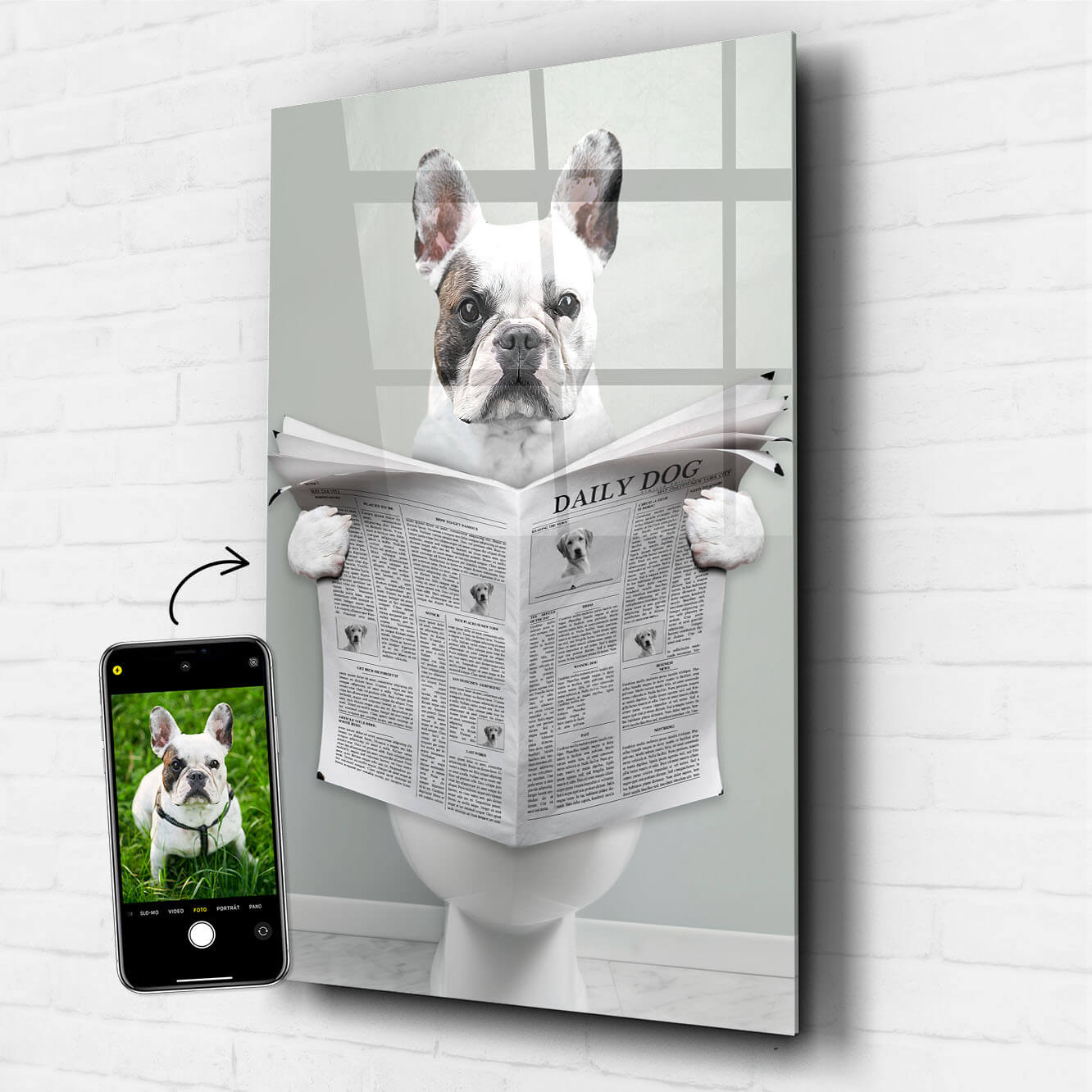 Hundeportrait auf Acrylglas personalisiert