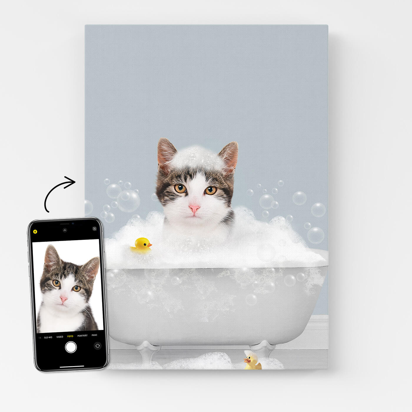 Leinwandbild Katzenportrait Badezimmer Look
