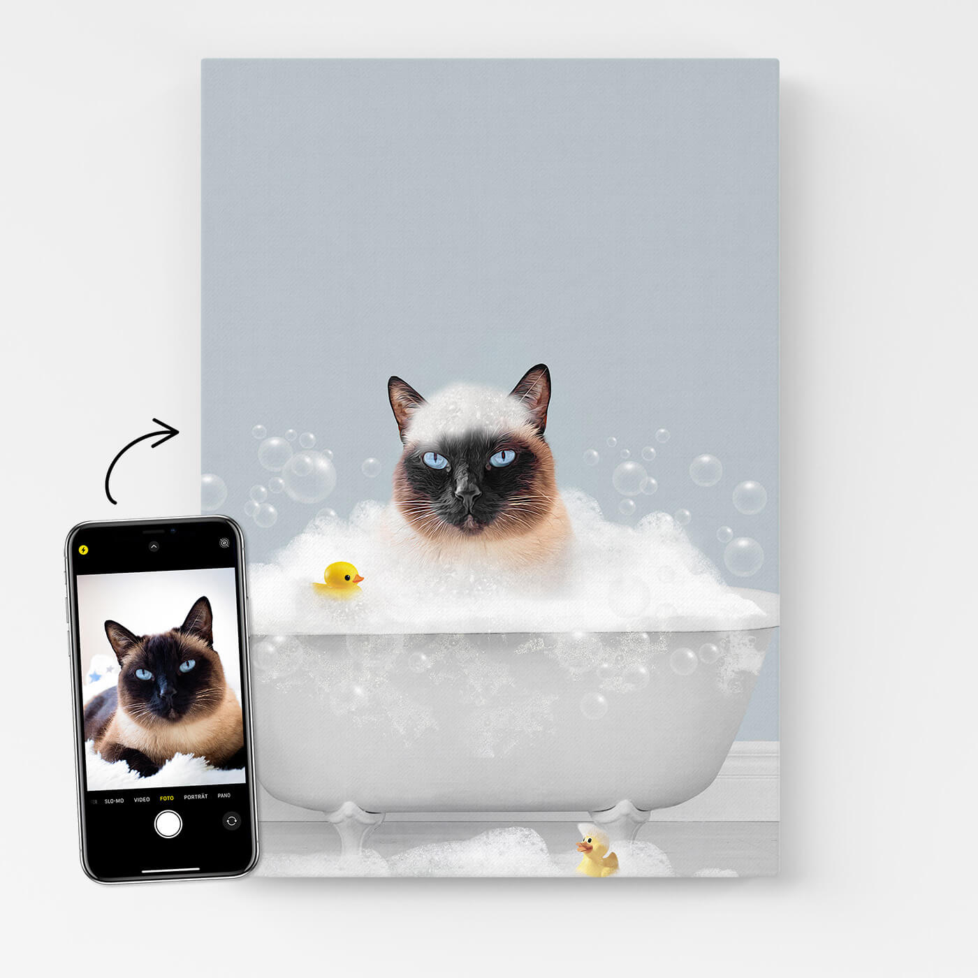 Personalisiertes Katzenportrait Leinwand