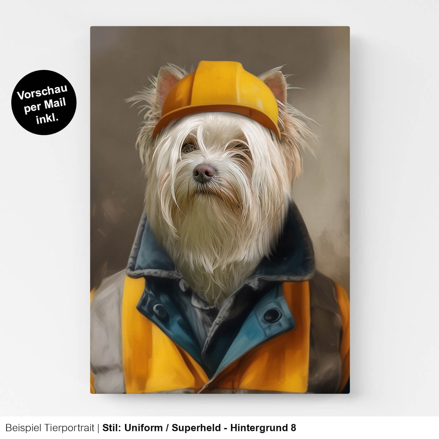 Hundeportrait Leinwand Bauarbeiter