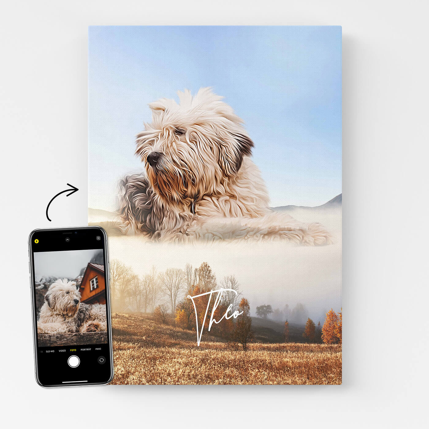 Hundeportrait Leinwand Natur Stil