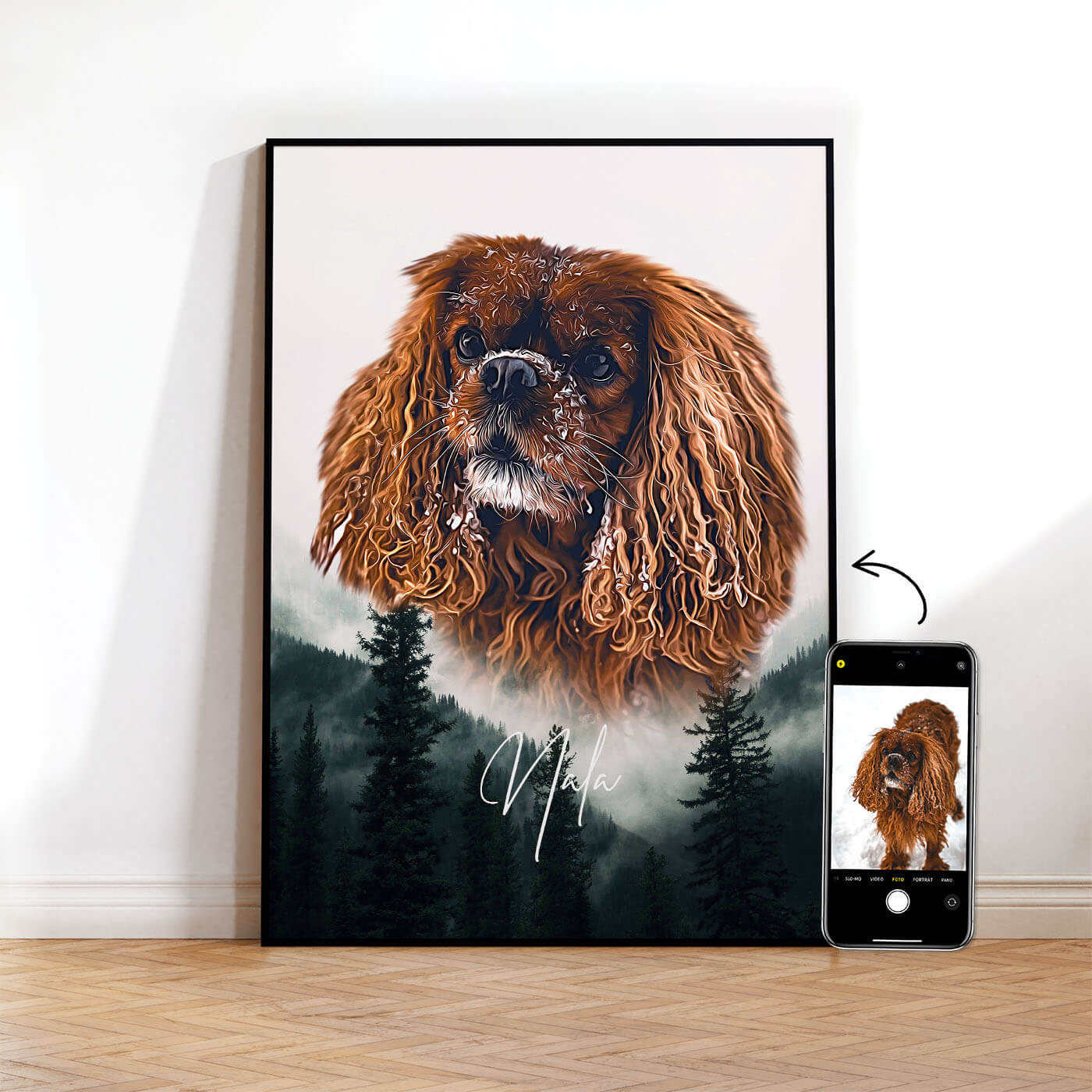 Hundeportrait Natur Stil HIntergrund