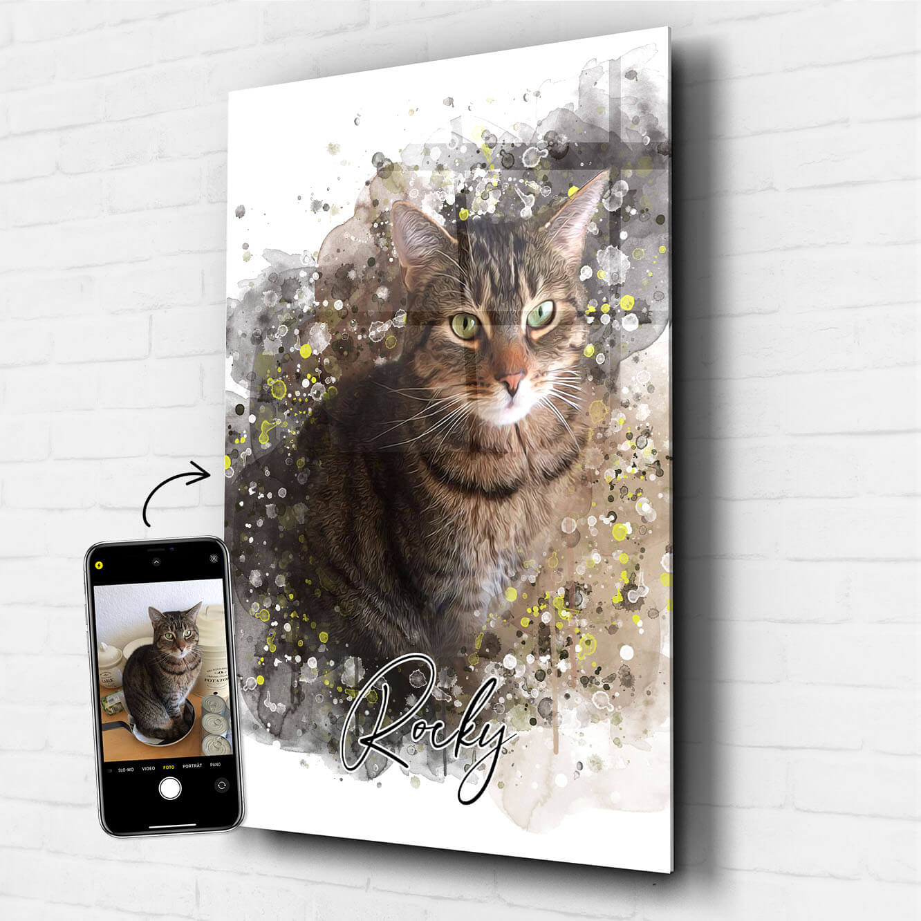 Katzenportrait auf Glas Haustierverliebt