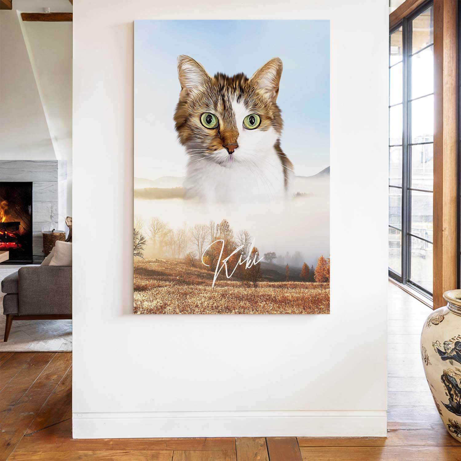 Katzenportrait auf Leinwand Natur Stil