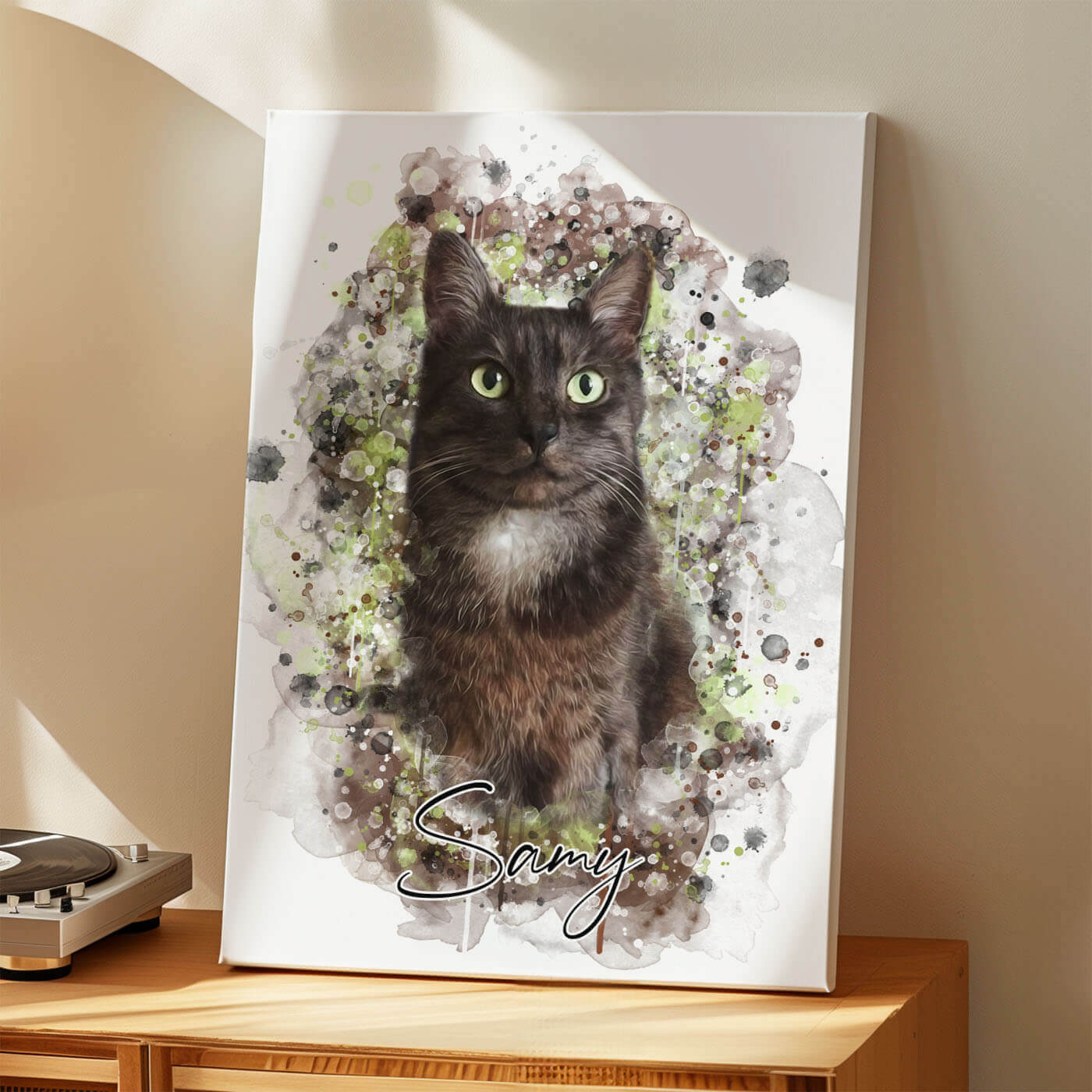 Katzenportrait auf Leinwand personalisiert