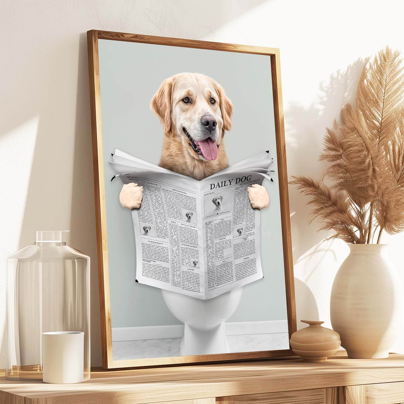 Lustiges Hundeportrait Toilette Poster