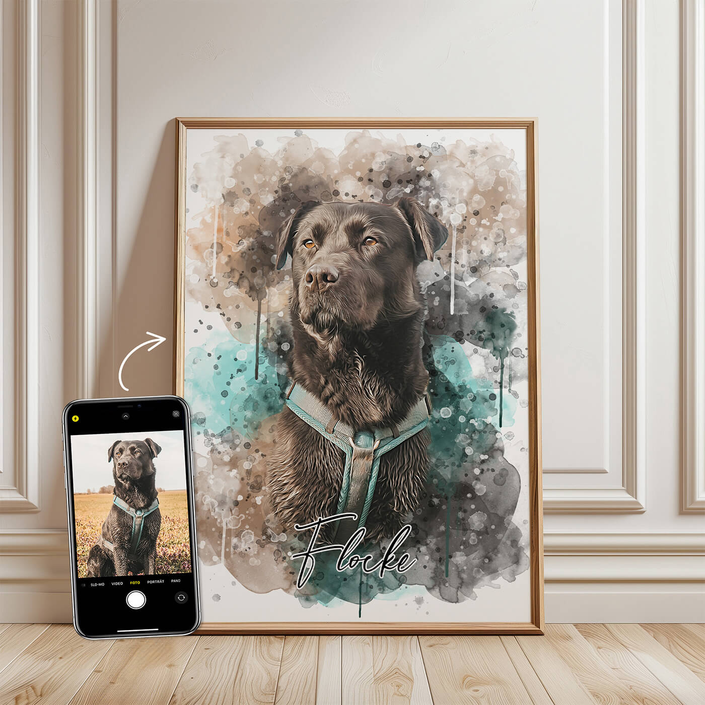Retrato de mascota en estilo acuarela