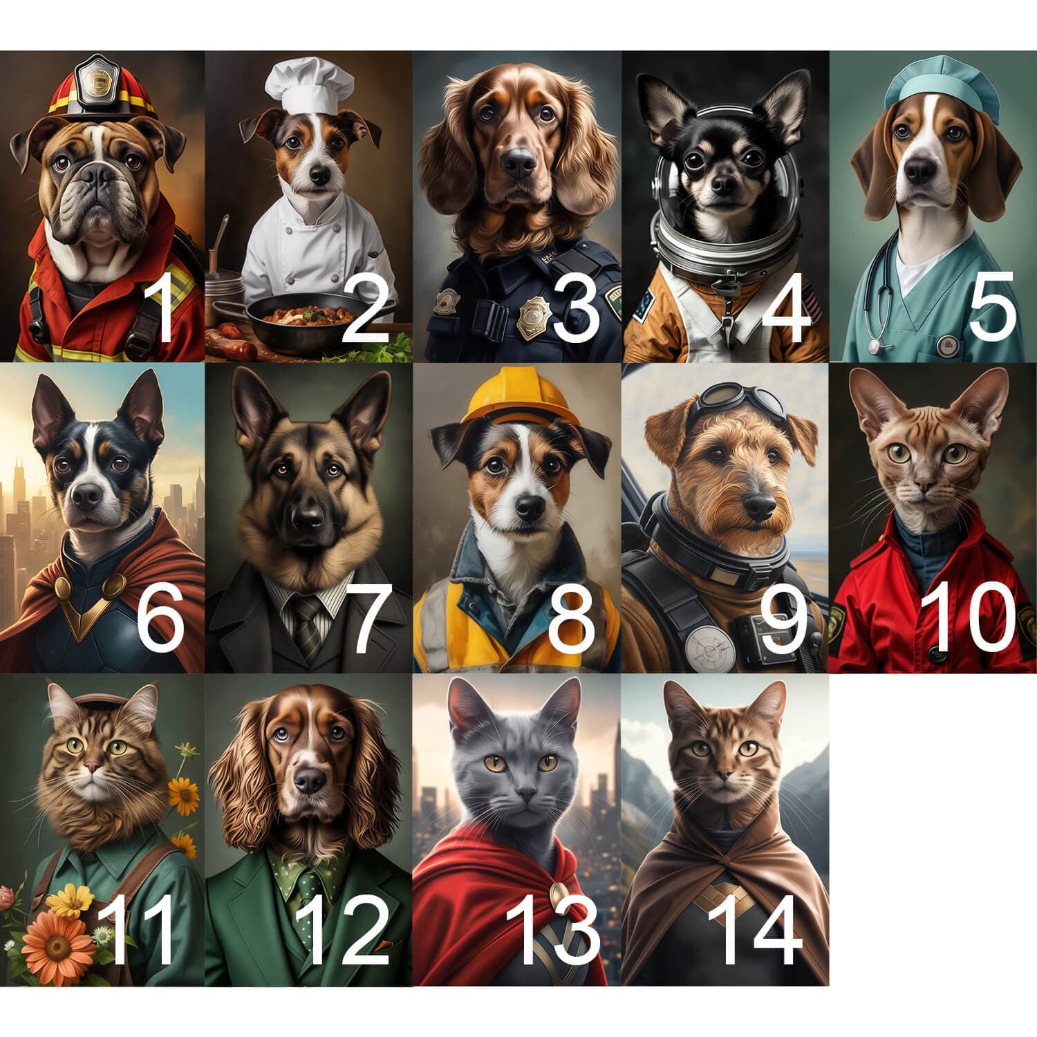 Retrato de animal en uniforme / como superhéroe